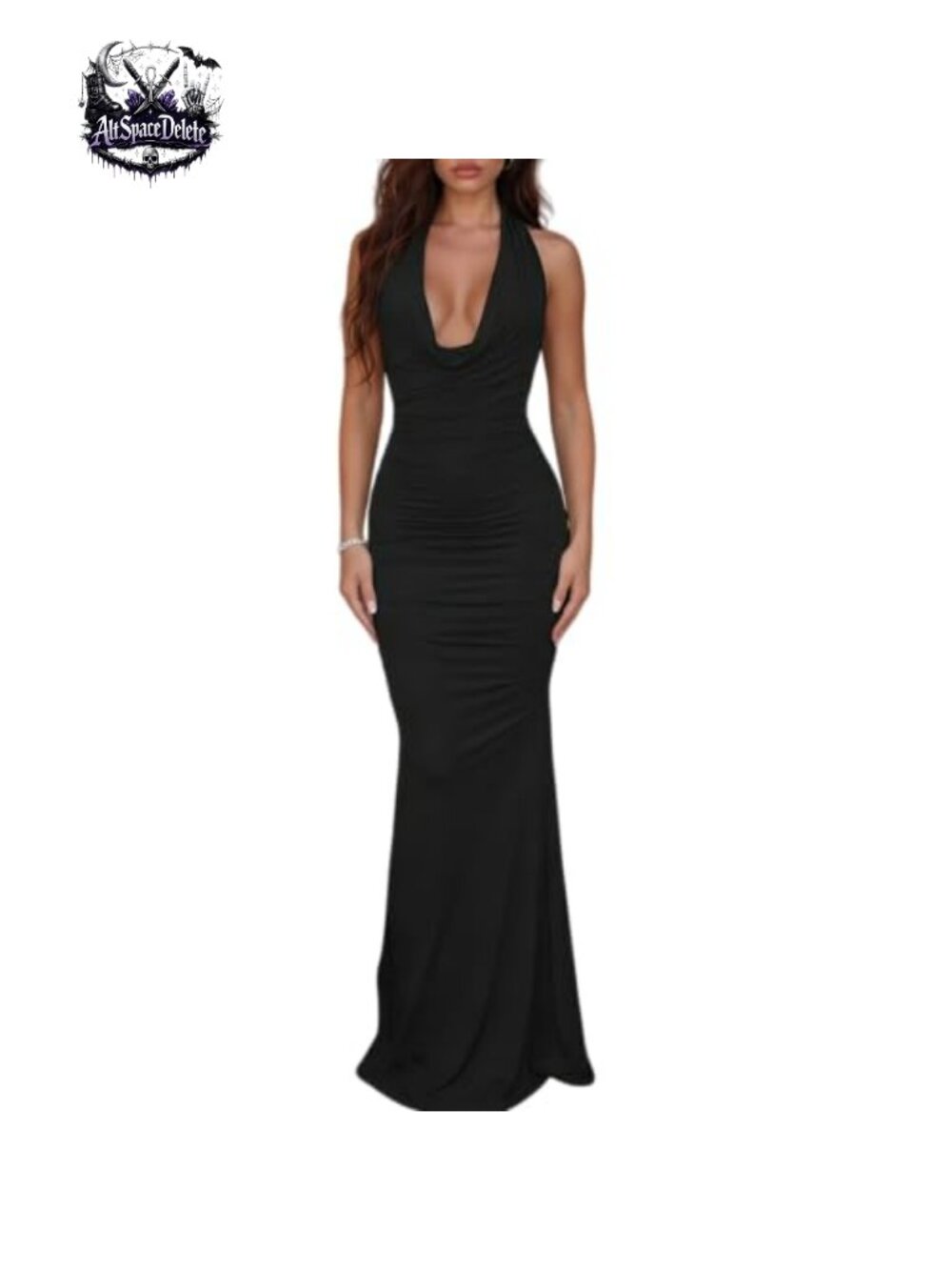 Maxi Bodycon Dress Halter V Neck Backless Formal Cocktail Party Gown